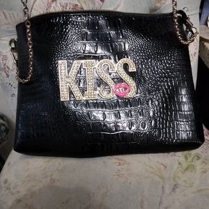 Kiss Balck cross body with rhinestones